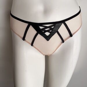 Victoria’s Secret nude mesh vegan leather panty S